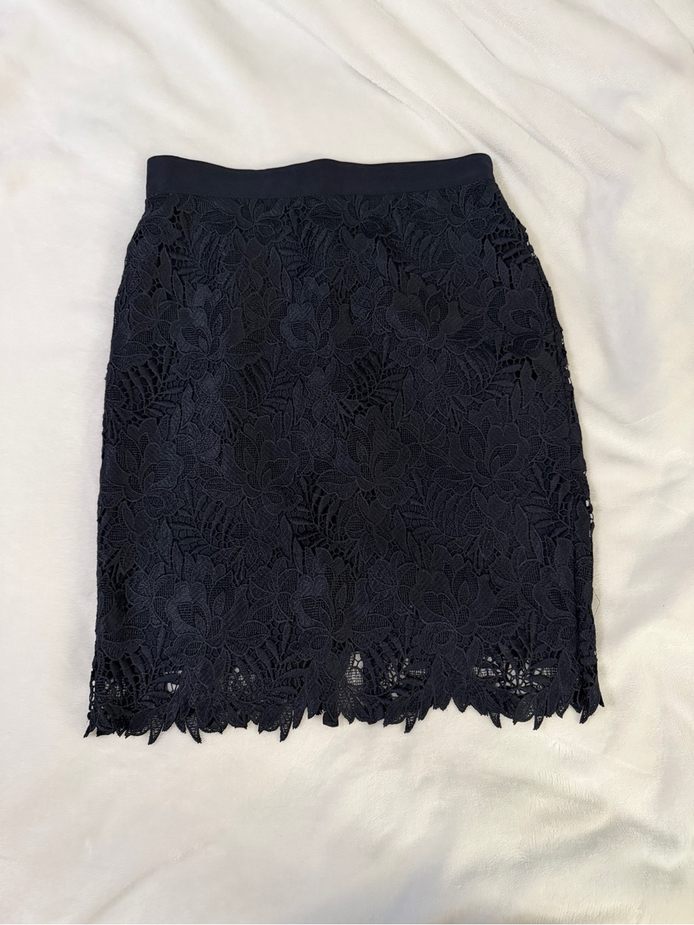 ANN TAYLOR Petite Lace Pencil Skirt — Navy